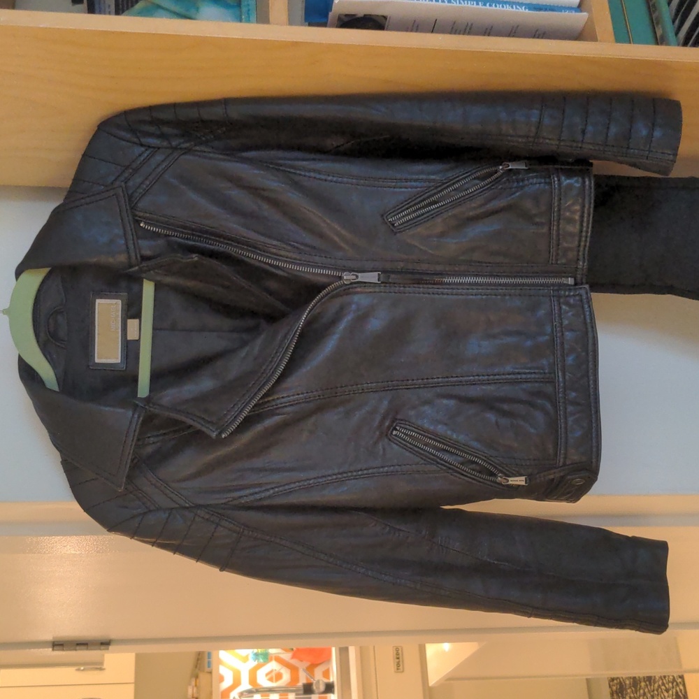 Michael Kors leather moto jacket